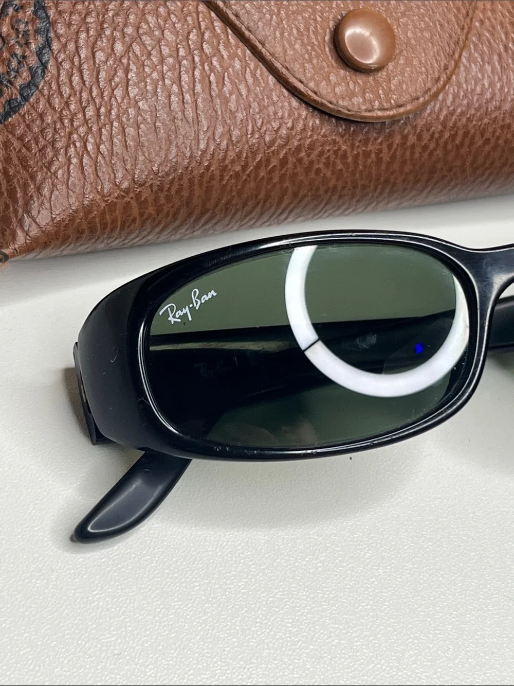 Ray-Ban Women's Black Oval Sunglasses with Green Lenses